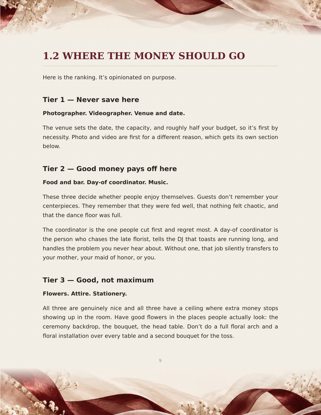 Page from Section 1, What Actually Matters: where the money should go