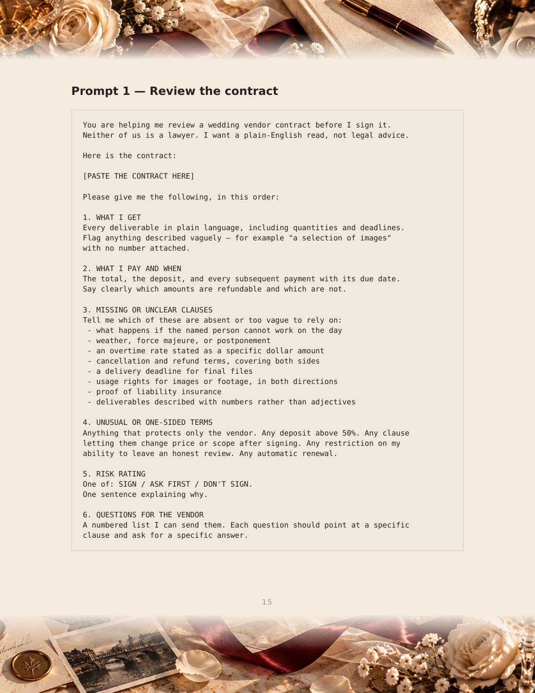 Page from Section 6, Vendors and Contracts: the Contract Check prompt